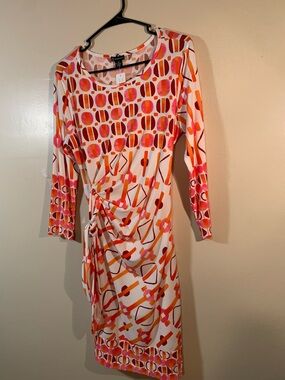 Women’s Pink & Orange Patterned Ruched Sheath Dress New Directions